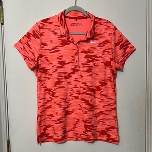 Nike Red and Pink Camouflage Polo Shirt